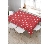 Скатерть прямоугольная водоотталкивающая JOYARTY на стол Белые сердечки 120x145 см tcox_422652_120x145