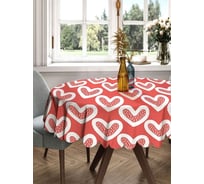 Скатерть круглая тканевая JOYARTY на стол с рисунком Белое сердце 150х150 см rtcf01_422716_150x150
