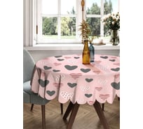 Скатерть круглая тканевая JOYARTY на стол с рисунком Ассорти из сердечек 150х150 см rtcf01_422721_150x150