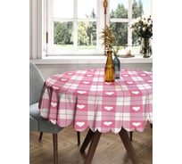 Скатерть круглая тканевая JOYARTY на стол с рисунком Сердце в клетке 150х150 см rtcf01_422633_150x150