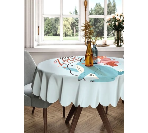 Скатерть круглая тканевая JOYARTY на стол с рисунком С любовью 150х150 см rtcf01_422669_150x150 1