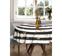 Скатерть круглая тканевая JOYARTY на стол с рисунком Сердечки на полосках 150х150 см rtcf01_422649_150x150