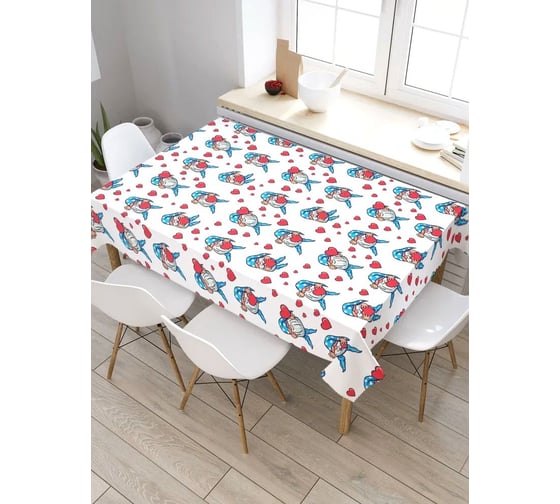 Скатерть прямоугольная водоотталкивающая JOYARTY на стол С любовью 145x180 см tcox_422669_180x145 1