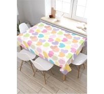 Скатерть прямоугольная водоотталкивающая JOYARTY на стол Карамельные сердца 145x180 см tcox_422695_180x145