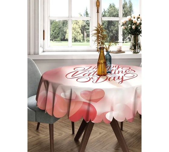 Скатерть круглая тканевая JOYARTY на стол с рисунком Праздник сердец 150х150 см rtcf01_422707_150x150 1