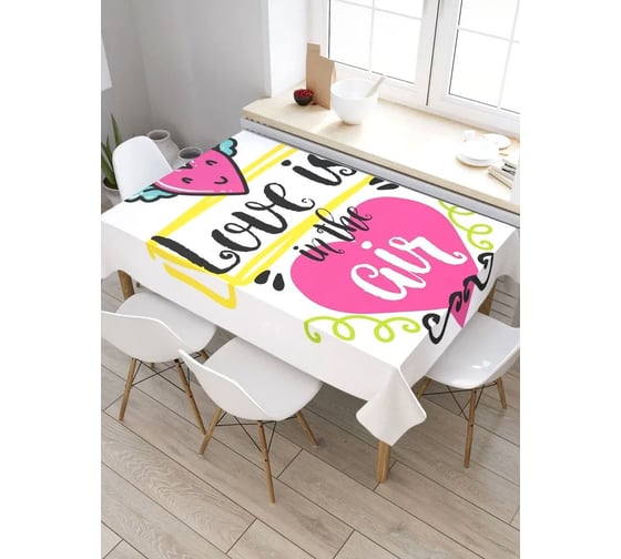 Скатерть прямоугольная водоотталкивающая JOYARTY на стол Любовь в воздухе 120x145 см tcox_422706_120x145 1