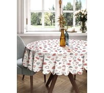 Скатерть круглая тканевая JOYARTY на стол с рисунком Объемные сердца 150х150 см rtcf01_422656_150x150