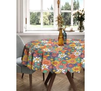 Скатерть круглая тканевая JOYARTY на стол с рисунком Поле улыбок 150х150 см rtcf01_423883_150x150