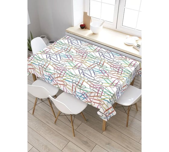 Прямоугольная скатерть из сатена JoyArty Тонна скрепок tc_29883_120x145 1