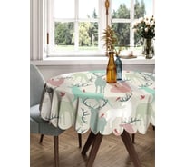 Скатерть круглая тканевая JOYARTY на стол с рисунком Стая оленей 150х150 см rtcf01_423747_150x150