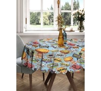 Скатерть круглая тканевая JOYARTY на стол с рисунком BAM BOOM 150х150 см rtcf01_423740_150x150