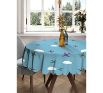 Скатерть круглая тканевая JOYARTY на стол с рисунком Самолеты в облаках 150х150 см rtcf01_423748_150x150