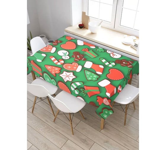 Скатерть прямоугольная тканевая JOYARTY на стол с рисунком Имбирные пряники 120х145 см tc_427871_120x145 1