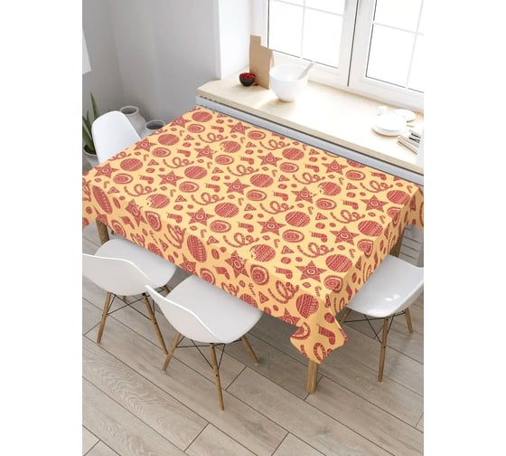 Скатерть прямоугольная тканевая JOYARTY на стол с рисунком Народные украшения 120х145 см tc_427868_120x145 1