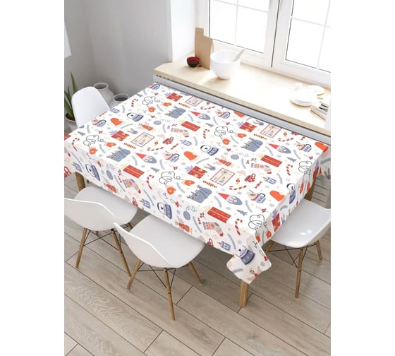 Скатерть прямоугольная тканевая JOYARTY на стол с рисунком Праздничный котик 120х145 см tc_427875_120x145 1