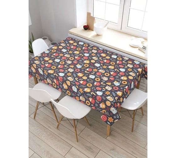 Скатерть прямоугольная тканевая JOYARTY на стол с рисунком Угощения в рождество 145х180 см tc_427911_180x145 1