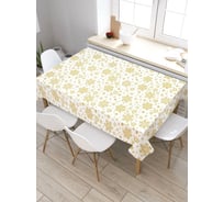 Скатерть прямоугольная тканевая JOYARTY на стол с рисунком Золотые снежинки 145х180 см tc_427888_180x145