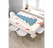 Скатерть прямоугольная тканевая JOYARTY на стол с рисунком Гномы украшают елку 120х145 см tc_119570_120x145