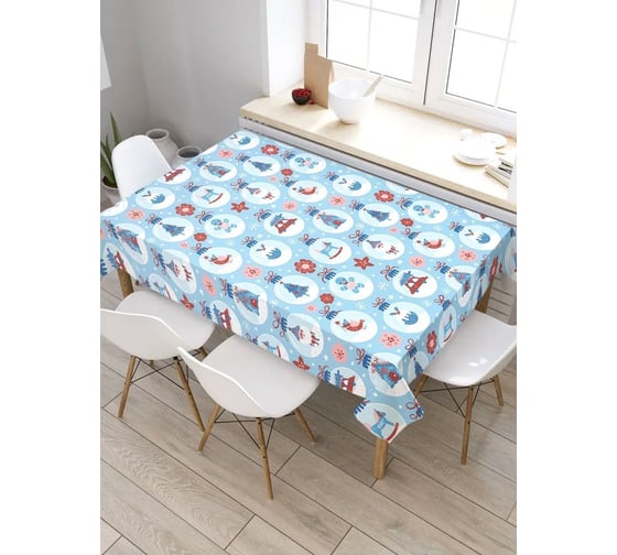 Скатерть прямоугольная тканевая JOYARTY на стол с рисунком Новогодние шары 120х145 см tc_427887_120x145 1