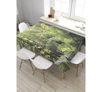 Прямоугольная скатерть из сатена JoyArty Тропический лес утром tc_31177_120x145