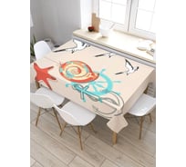 Скатерть JoyArty Чайки, ракушки,якорь, прямоугольная, из сатена tc_5079_120x145