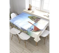 Прямоугольная скатерть из сатена JoyArty Тропический остров tc_31526_120x145