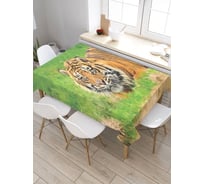 Прямоугольная скатерть из сатена JoyArty Тигр в траве tc_38664_120x145