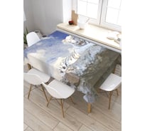 Прямоугольная скатерть из сатена JoyArty Тигр на камнях tc_38662_120x145