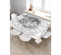 Прямоугольная скатерть из сатена JoyArty Тигр в орнаменте tc_38657_120x145