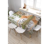 Прямоугольная скатерть из сатена JoyArty Тигр на отдыхе tc_38654_120x145