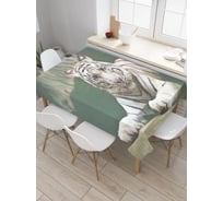 Прямоугольная скатерть из сатена JoyArty Тигр альбинос tc_38656_120x145