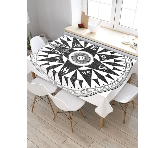 Прямоугольная скатерть из сатена JoyArty Точный компас tc_38946_120x145 1