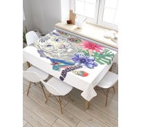 Прямоугольная скатерть из сатена JoyArty Тропический тигр tc_38651_120x145