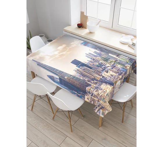 Прямоугольная скатерть из сатена JoyArty Утренний мегаполис tc_38543_120x145 1