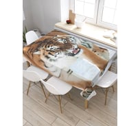 Прямоугольная скатерть из сатена JoyArty Тигриная настороженность tc_38670_120x145