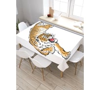 Прямоугольная скатерть из сатена JoyArty Тигр на охоте tc_38685_120x145