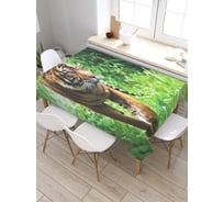 Прямоугольная скатерть из сатена JoyArty Тигр на прогулке tc_38676_120x145