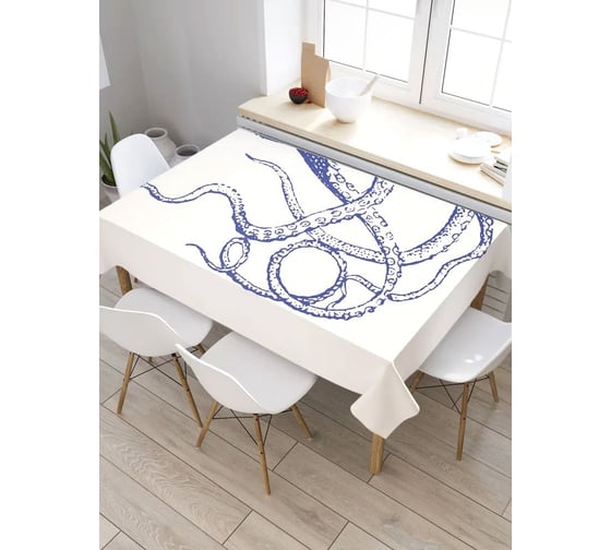 Прямоугольная скатерть из сатена JoyArty Уплывающий осьминог tc_5425_120x145 1