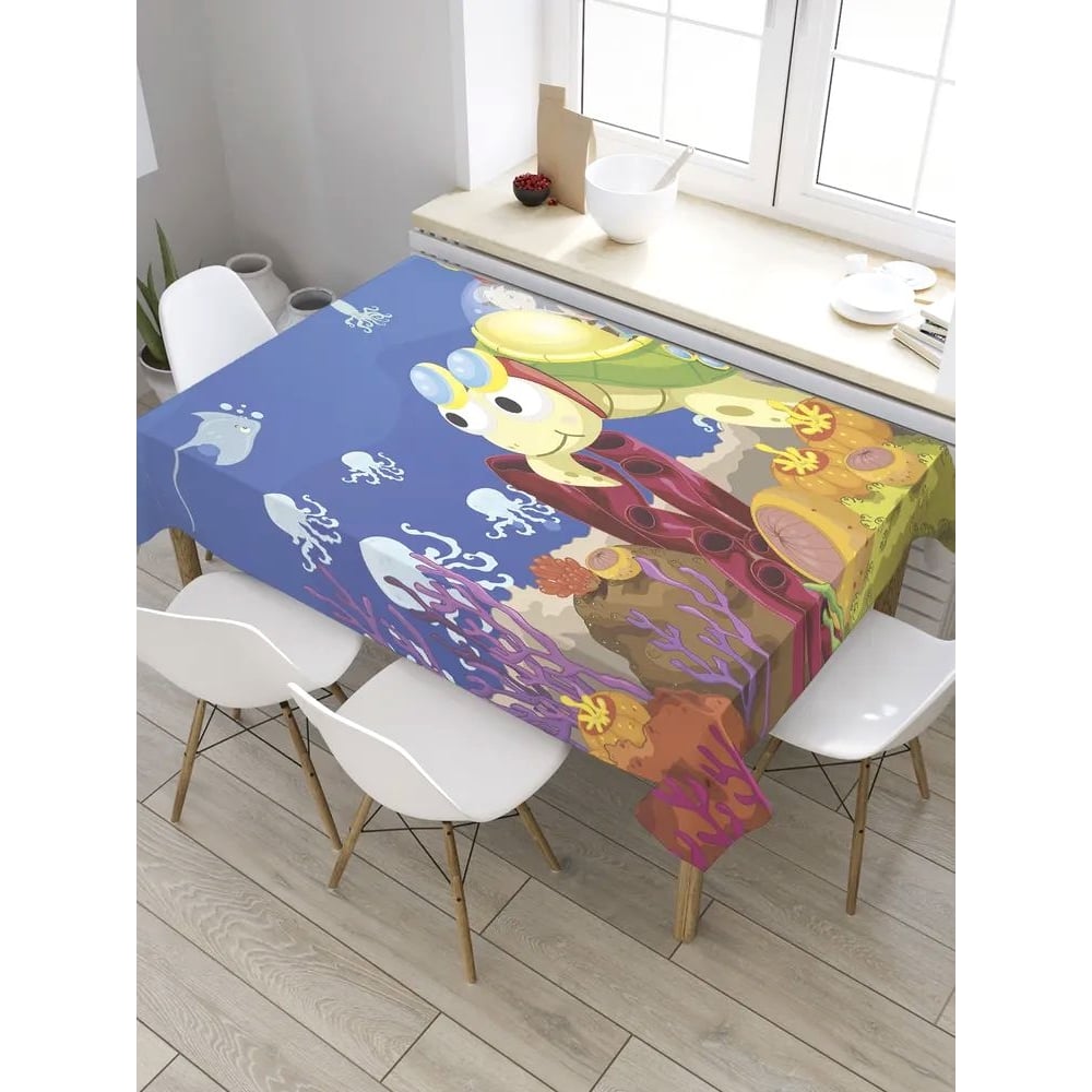 Скатерть JoyArty Черепаха-субмарина, прямоугольная, из сатена tc_35227 ...