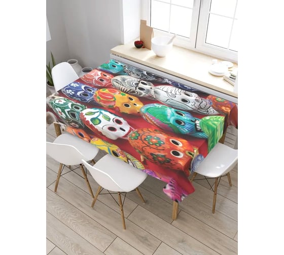 Скатерть JoyArty Черепа в узорах, прямоугольная, из сатена tc_6433_120x145 1