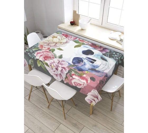 Скатерть JoyArty Череп с розой, прямоугольная, из сатена tc_9748_120x145 1