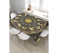 Скатерть JoyArty Черная рамка с золотистыми символами, прямоугольная, из сатена tc_33735_120x145