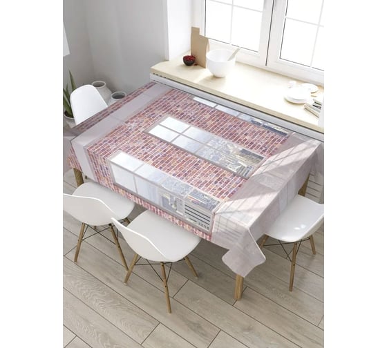 Прямоугольная скатерть из сатена JoyArty Три окна tc_34819_120x145 1