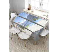 Прямоугольная скатерть из сатена JoyArty Терраса с бассейном tc_34874_120x145