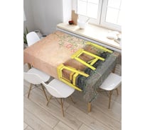 Прямоугольная скатерть из сатена JoyArty Три табуретки tc_3391_120x145