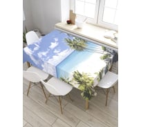 Прямоугольная скатерть из сатена JoyArty Тропический пляж tc_36502_120x145