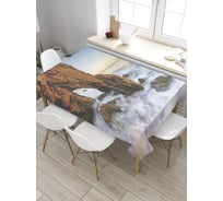 Прямоугольная скатерть из сатена JoyArty Туманные камни tc_8243_120x145