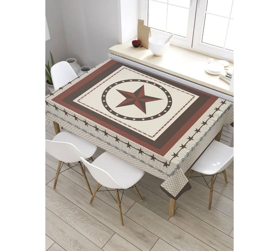 Прямоугольная скатерть из сатена JoyArty Техасская звезда в рамке tc_8559_120x145 1