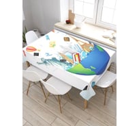 Прямоугольная скатерть из сатена JoyArty Туристический бум tc_4849_120x145