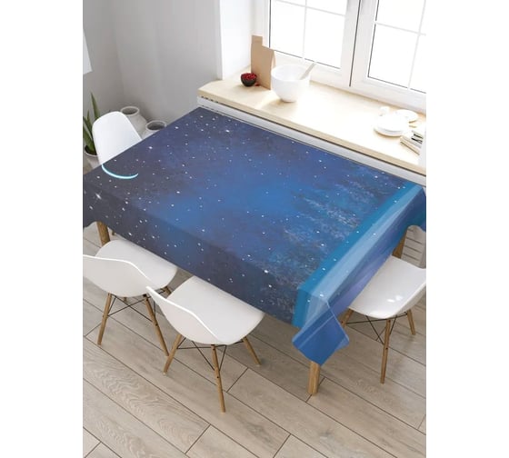 Прямоугольная скатерть из сатена JoyArty Тонкий месяц и звезды tc_38854_120x145 1